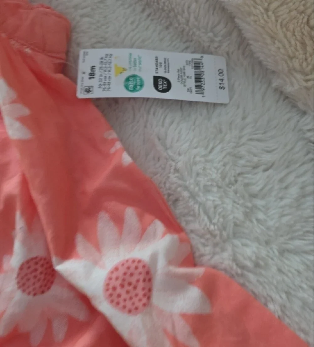 Carter's Coral Daisy Dress with Ruffle Straps